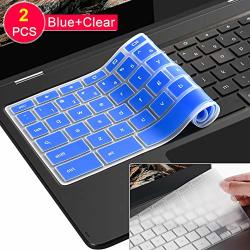 2 Pack Lapogy Keyboard Cover Skin For For Samsung Chromebook Plus 12.3 Inch samsung Chromebook Pro 12.3 Inch Chromebook Plus XE513C24 Chromebook Pro XE513C24 Clear And Blue