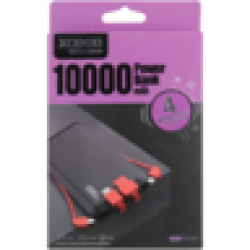 Black & Red Power Bank With 4 Built-in Cables 10000MAH