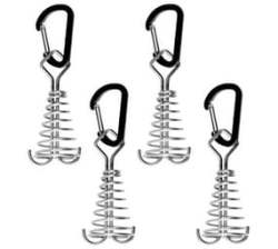 Camping Heavy Duty Deck Hook Rope Buckle Tent Peg Set Of 4 - Square