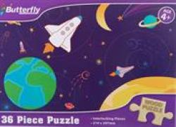 Butterfly 36 Piece A4 Wooden Puzzle Outer Space - Interlocking Pieces 210 X 297MM Each Puzzle Contains A Full Size Poster Retail Packaging No