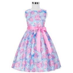 Kids Collection Blue & Pink Floral Girl Dress - Party pageant wedding - Set Sizes
