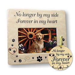 Banberry Designs Pet Memorial Frame And Christmas Ornament - No Longer By My Side Picture Frame And Memorial Xmas Ornament - Pet Remembrance
