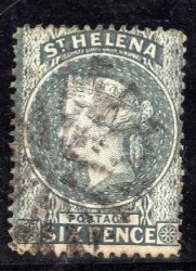 St Helena 1884-94 6d Grey W mark Crown Ca Fine Used. Sg 44. Cat 5 Pounds.