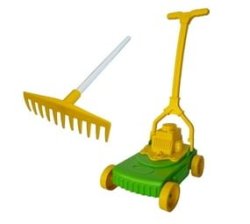 Lawnmower And Rake For Kids - Yellow Green