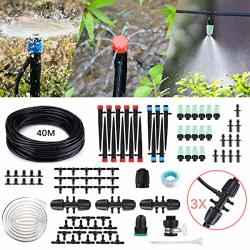 Micro Drip Irrigation Kit King Do Way 42M 138FT Garden Irrigation System With Adjustable Nozzle Sprinkler Sprayer&dripper Automatic Patio Plant Watering Kit Misting Cooling System