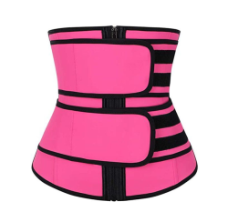 Waist Training Corset Double Strap And Zip - Pink
