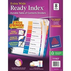Avery R Extrawide Ready Index R Table Of Contents Dividers 1-8 Tabs Multicolor