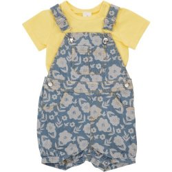 Made 4 Baby Girls Denim All Over Print Dungaree 3-6M