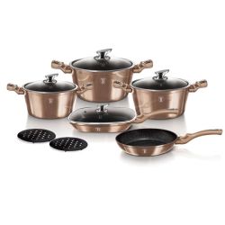 11-PIECE Marble Coating Cookware Set - Rose Gold