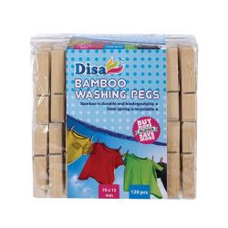 Washing Pegs - Household Accessories - Bamboo - 70 Mm - 120 Piece - 3 Pack