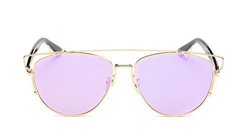 Gmat Retro Vintage Mirrored Aviator Sunglasses Metal Frame Classic Style Gold Frame Purple Grey