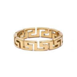 Trendstudio X Stainless Steel Ring With Grecian Pattern