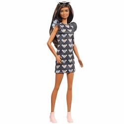 Barbie Fashionistas Doll With Long Brunette Hair Wearing Mouse-print Dress Pink Booties & Sunglasses Toy For Kids 3 To 8 Years Old