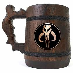 Mandalorians Wooden Beer Mug Star Wars Engraved Beer Mug Gift Handmade Wooden Mug Personalized Beer Stein
