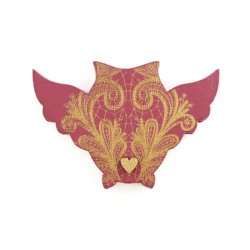 Brooch owl Rose - Handcrafted Plywood Brooch With Laser Cut Detail