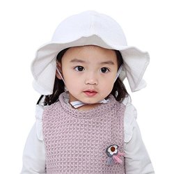 Aniwon Baby Girls Summer Beach Sun Hats Uv Protection Wide Brim Hat With Strap White