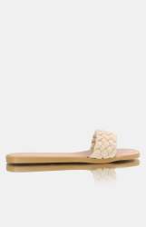 Ladies Slip On Flat Sandals - Taupe - Taupe UK 4