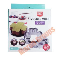 3PC Flower Stainless Steel Mousse Cake Ring Mold Cookie Cutter 8CM 10CM