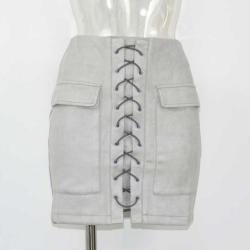 Smoves Women's Vintage High Waist MINI Skirt - Smoke Grey S