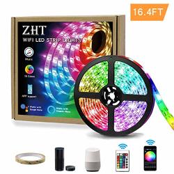Zht 16.4FT 5M LED Strip Lights Waterproof Wifi LED Lights Strip With 150 Leds Smd 5050 Rgb Rope Lights Sync To Music 24 Key