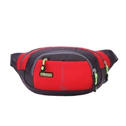 Vantoger Travelling Running Belt Water Resistant Waist Bag Fanny Pack Hip Pack Bum Bag For Man Women Sports Adjustable Running Pouch For Phones Red