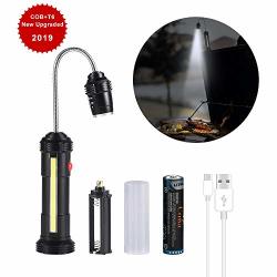 Bbq Lights Grill Light Rechargeable With Magnetic Base&flexible Gooseneck Coba Cob LED Work Light For Barbecue 1200 Lumens Ultra-bright Flashlight| T6 Spot Zoomable Weather
