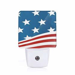 Patriotic Stars And Stripes Usa America Plug-in LED Night Light Lamp With Light Sensor Auto On off Energy Efficient