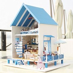 Thailand Cuteroom A-018-A Romantic Aegean Sea Diy Dollhouse Miniature Model With Light Music Gift Collection