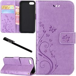 Iphone 7 Iphone 8 Case Urvoix Card Holder Stand Smooth Hand Feel Pu Leather Wallet Case - Embossed Flower Butterfly Flip Cover For