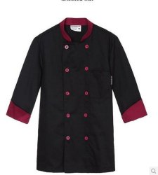 Long Sleeve Chef's Uniform Restaurant Chef Jackets - Black XL