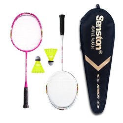 Senston Graphite MINI Badminton Set Junior Badminton Racket Kit Outdoor Sport Game Set Gifts For Kids - Red And White