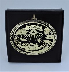 The Bahamas Brass Ornament Black Leatherette Box