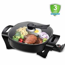 Electric Skillet Nonstick Electric Frying Pan With 3 Adjustable Temp Control Oneisall Deep Electric Skillet 12 Inch Evenly Cooking Fast Heating Family Size Stay