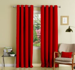 Plain Lushomes Eyelet Solid Red Curtains Blackout Door Window Drapers 1 Pcs LH-CRTN111C