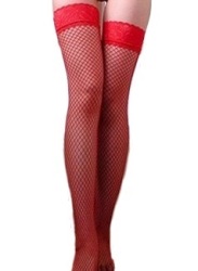 Red Hot Fishnet Thigh High Stockings Free Shipping Valentine's
