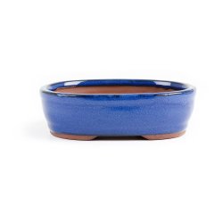 Assorted Glazed Bonsai Pots 7" - Blue Oval 18 X 14 X 5CM