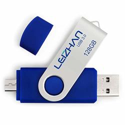 Leizhan 128GB USB Flash Drives Dual-port With Micro USB Drive Port For Otg-enabled Android Smartphones External Storage USB3.0 Flash Memory Stick Blue