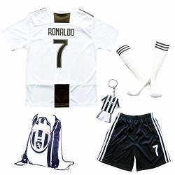 Youth Birdbox Sportswear C.ronaldo Juve 7 Kids Home Soccer Jersey shorts Bag Keychain Football Socks Set 9-10 Years