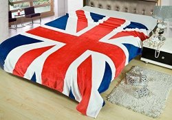 King's Deal- Tm Bed BLANKET:79"X 59 " Super Soft Warm Air Conditioning Throw Blanket For Bedroom Living Rooms Sofa Oversized Travel Throw Cover UK FLAG1