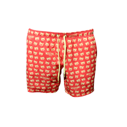 A4236 Teddy Bear Print Boxer Shorts Red - Red L