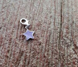 Purple Enamel Star Charm In 925 Sterling Silver
