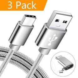 USB Type C Cable Marge Plus USB C Cable 3 Pack With Adapter 6FT Nylon Braided Fast Charger Cord For Samsung Galaxy S8 S9 Note