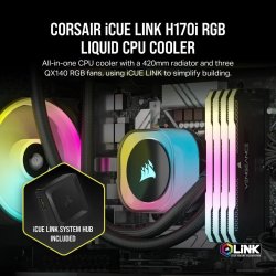 Corsair Icue Link H170I Rgb Liquid Cpu Cooler - QX140 Rgb Fans - 420MM Radiator - Fits Intel Lga 1700 Amd AM5 - Hub Included