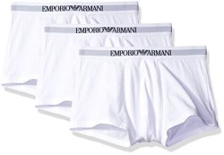 Emporio Armani Men's Cotton Trunks 3-PACK New White Large