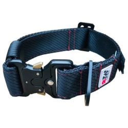 War Dog Large Black With Red Stitching Foxtrot Rigid Tactical Dog Collar Best Tactical Collar Waggs Pet Shop