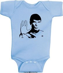 Beegeetees Spock Live Long And Prosper Leonard Nimoy Soft One Piece Bodysuit 12 Months Light Blue