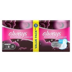 Always Pads Maxi Cotton Extra Long Night Pads 16 Pack