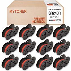 Mytoner 12-PACKS GR24 Black And Red Compatible With Spool Ribbon GR24 BR80C GR24BR Universal Twin Spool Calculator Ribbons For Sharp El 1197 P III