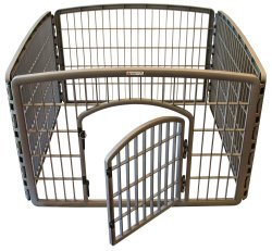 Shop Playpens Grey Pet Playpen With Gate For Cats