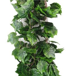 Meiliy 8 Ft Artificial Greenery Chain Ivy Grape Leaves Vine Foliage Simulation Flowers Vine Grape Leaves Plants For Home Room Garden Wedding Garland Outside